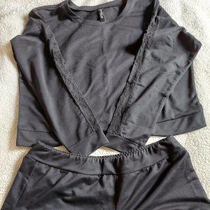 Adore Me crop sweatshirt and shorts